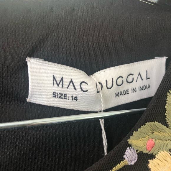 Mac Duggal  Floral Tulle Puff-Sleeve Maxi Gown Size 14 NWT - Picture 6 of 10